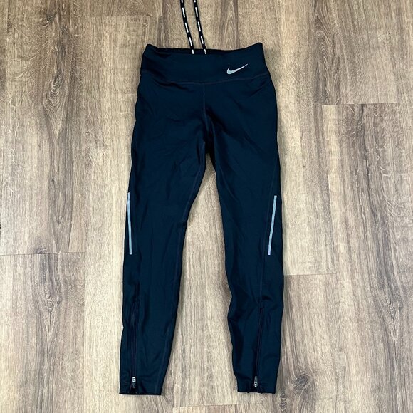 Nike Dri-Fit Running Leggings Pockets Black Sz S - Picture 1 of 8